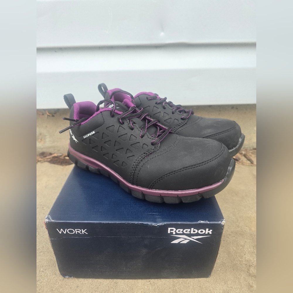 NIB Reebok Women's Black and Purple Composite Toe Work Shoes